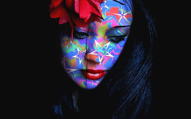 Face Painting Colorful, face, painting, colorful, artist, HD wallpaper