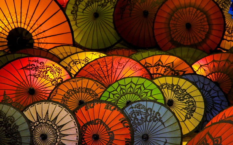 Traditional Umbrella, colorful, japan, traditional, oriental, umbrella, asian, HD wallpaper