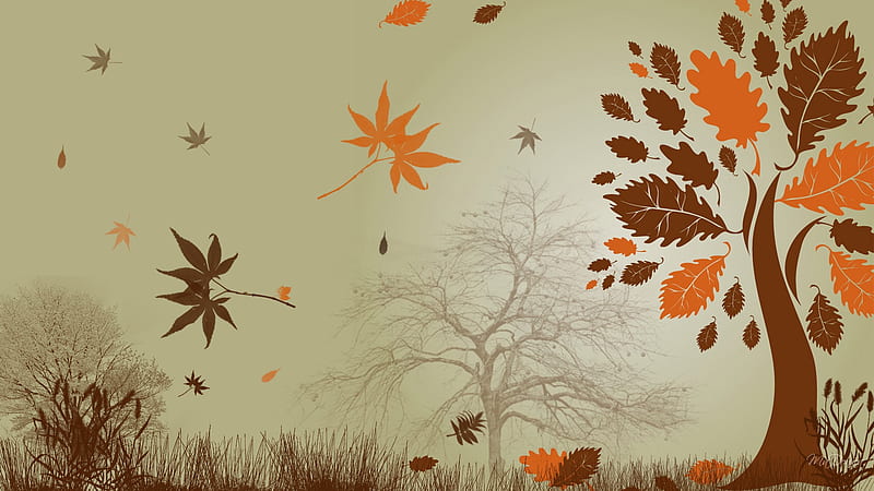 Autumn Abstract, fall, autumn, brown, orange, shadow, tan, tree, beige, season, HD wallpaper