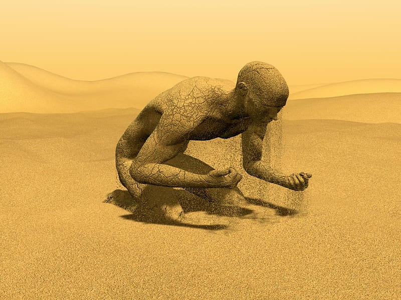 sand man, desert, dry, HD wallpaper