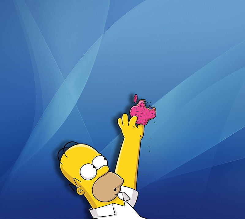 Homer Apple Doughnut, anime, food, fun, funny, simpson, yello, HD wallpaper  | Peakpx
