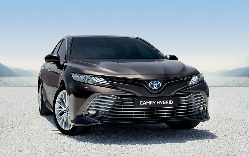 Toyota Camry Hybrid, 2019, front view, exterior, new brown Camry, Japanese cars, Toyota, HD wallpaper