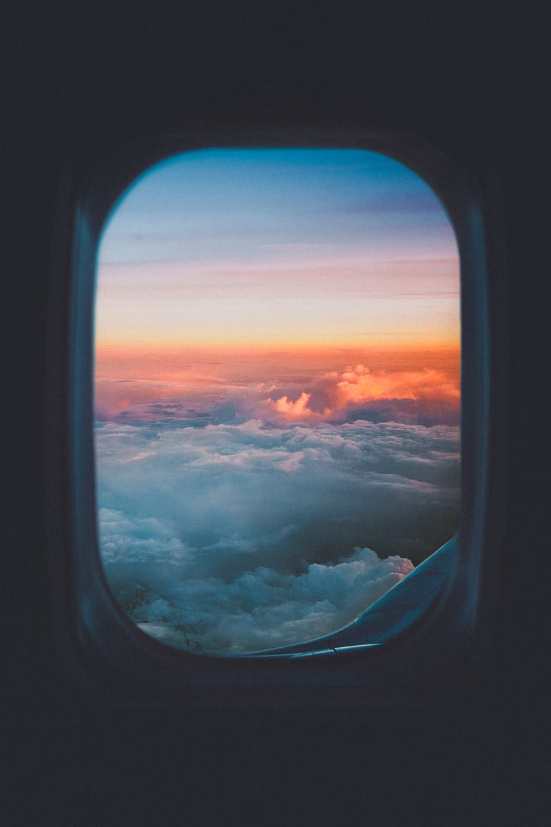 plane window overlooking sea of clouds, HD phone wallpaper