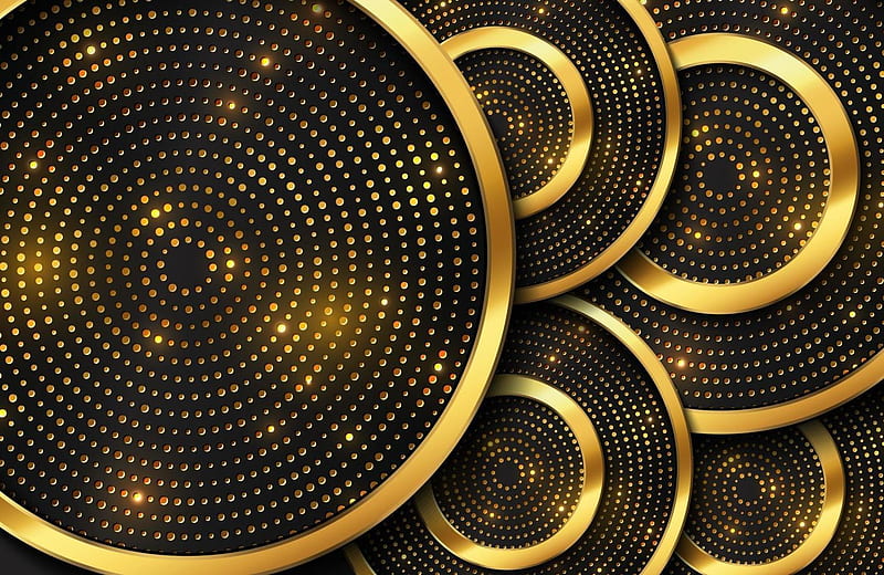 Abstract luxury background with gold circle shape and golden glitter particles 2566254 Vector Art at Vecteezy, HD wallpaper