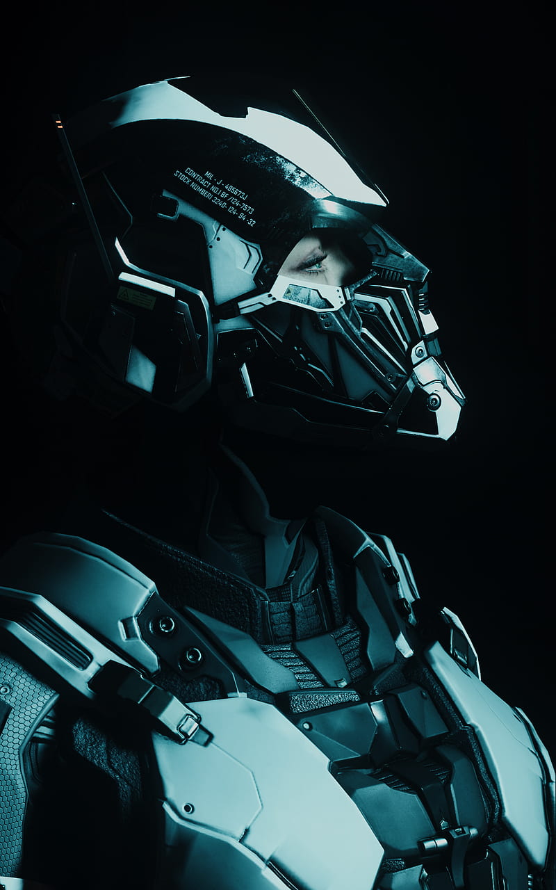 Star Citizen, portrait, futuristic armor, dark, teal, HD phone wallpaper