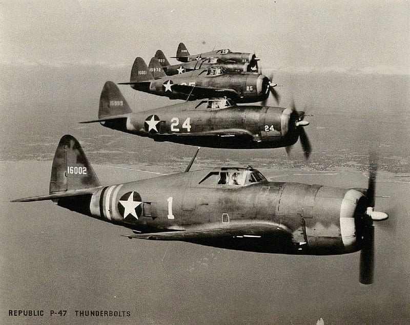 P-47 Thunderbolts Formation, guerra, thunderbolt, planes, p47, HD wallpaper