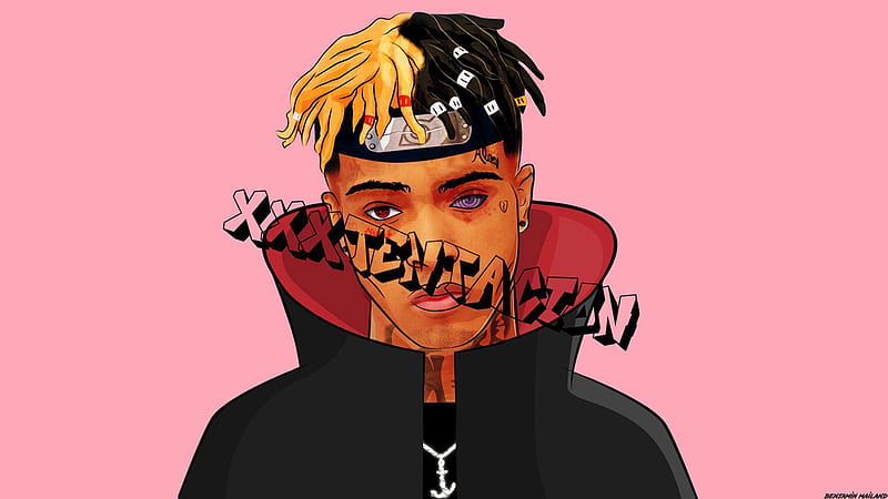 XXXTentacion Is Wearing Black Coat With Brown And Black Hair In A Pink Background Celebrities, HD wallpaper