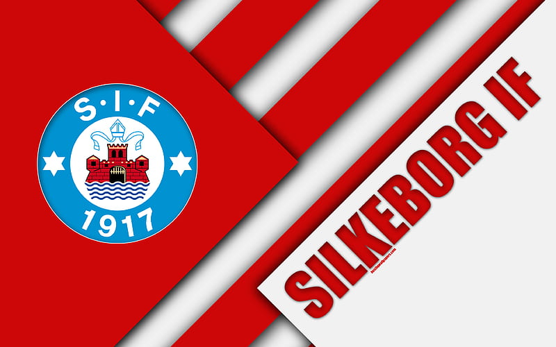 Silkeborg IF material design, red white abstraction, logo, Danish football club, Silkeborg, Denmark, Danish Superliga, football, HD wallpaper