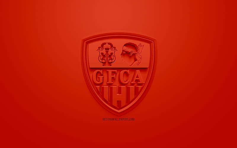 GFC Ajaccio, creative 3D logo, red background, 3d emblem, French football club, Ligue 2, Ajaccio, France, 3d art, football, stylish 3d logo, HD wallpaper