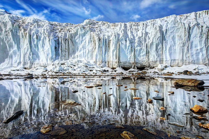The Antarctic Ice Shelf, ice, water, nature, antarctic, reflection, HD wallpaper