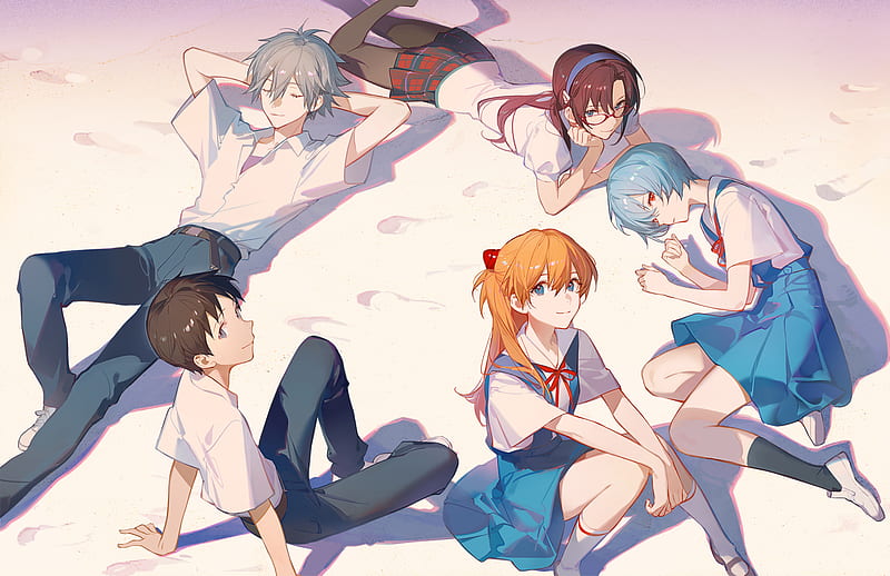 Evangelion, Neon Genesis Evangelion, Rei Ayanami , Shinji Ikari , Mari Makinami Illustrious , Kaworu Nagisa , Asuka Langley Sohryu, HD wallpaper