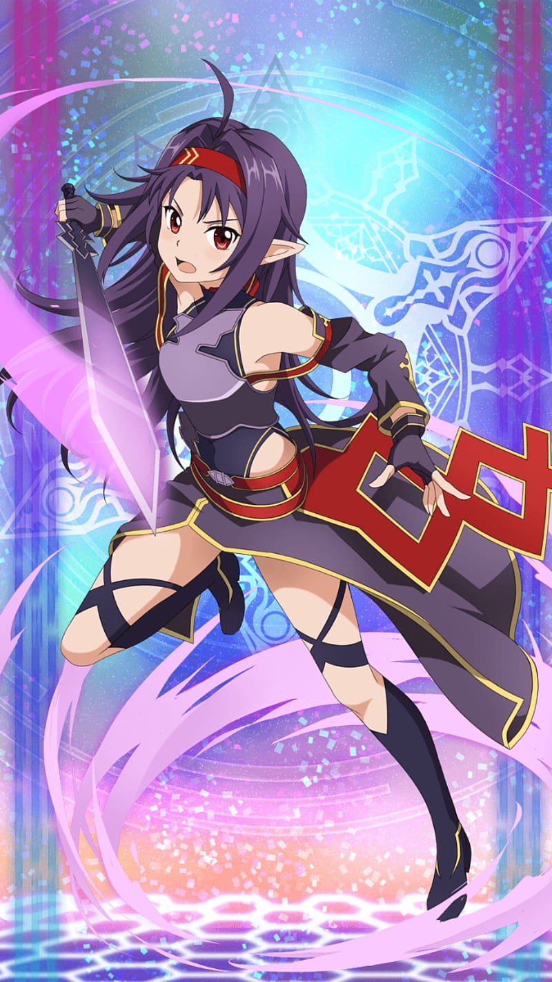 Yuuki, sword art online, sword, art, online, sao, anime, purple, HD phone wallpaper