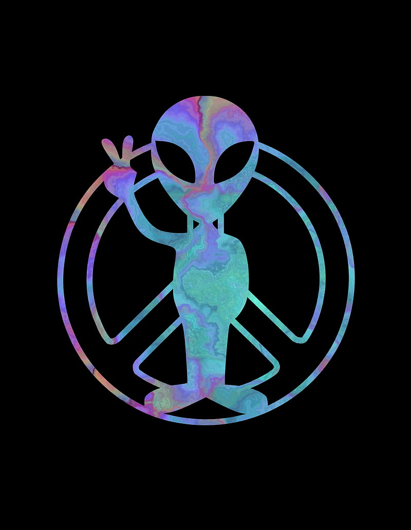 peace out, alien, colorful, cute, funny, HD phone wallpaper