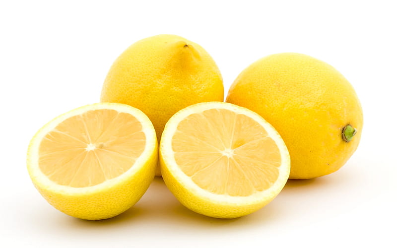 lemons, citruses, fresh fruits, lemons on a white background, HD wallpaper