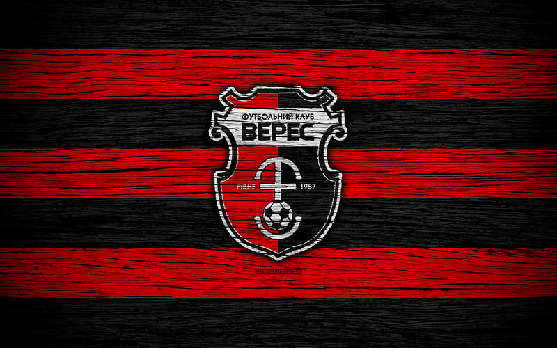 Veres Rivne FC UPL, logo, soccer, Ukrainian Premier League, football club, Ukraine, Veres Rivne, wooden texture, FC Veres Rivne, HD wallpaper