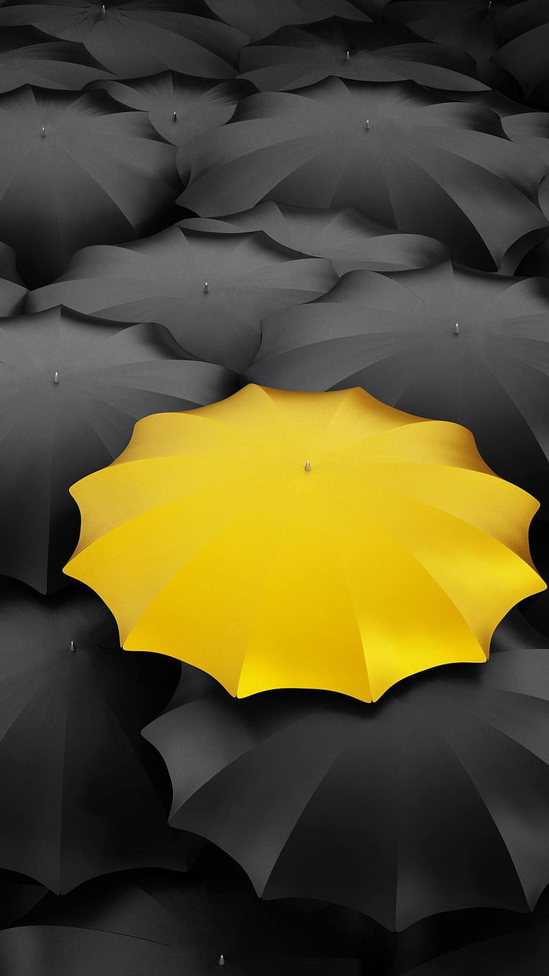 Umbrellas, black, umbrella, yellow, HD phone wallpaper | Peakpx