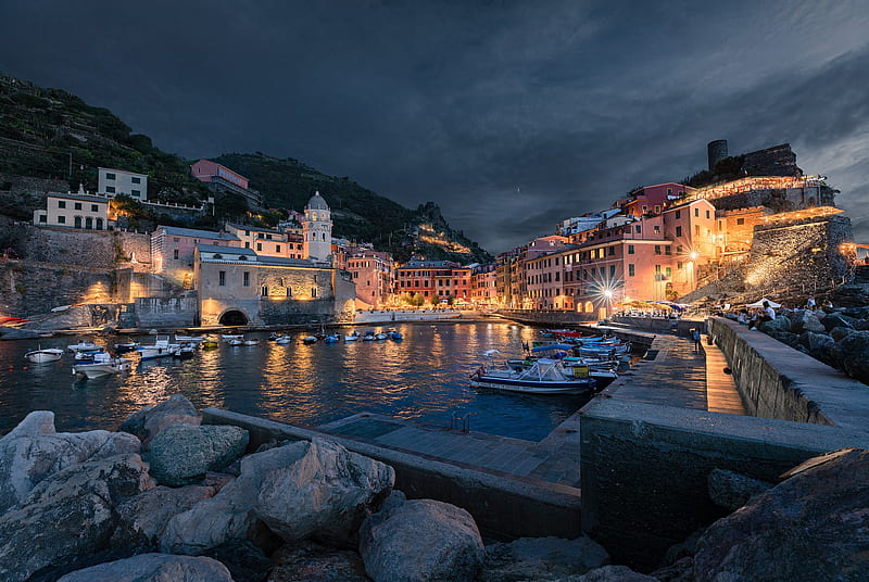 Towns, Vernazza, Boat, Cinque Terre, Harbor, Italy, Liguria, HD wallpaper