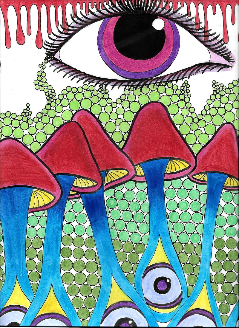 1080P free download Trippy Eye Mushrooms, eye, eye art, eye drawing