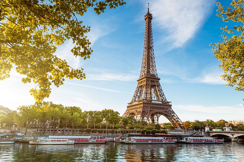 Eiffel tower, monument, seine, famous, paris, nature, eiffel, panorama, HD wallpaper