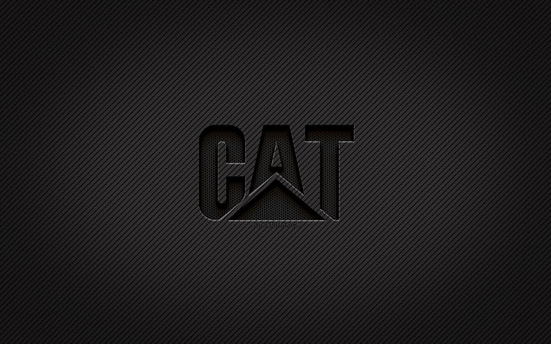 Caterpillar carbon logo, , grunge art, CaT logo, carbon background, creative, Caterpillar black logo, Caterpillar logo, CaT, Caterpillar, HD wallpaper