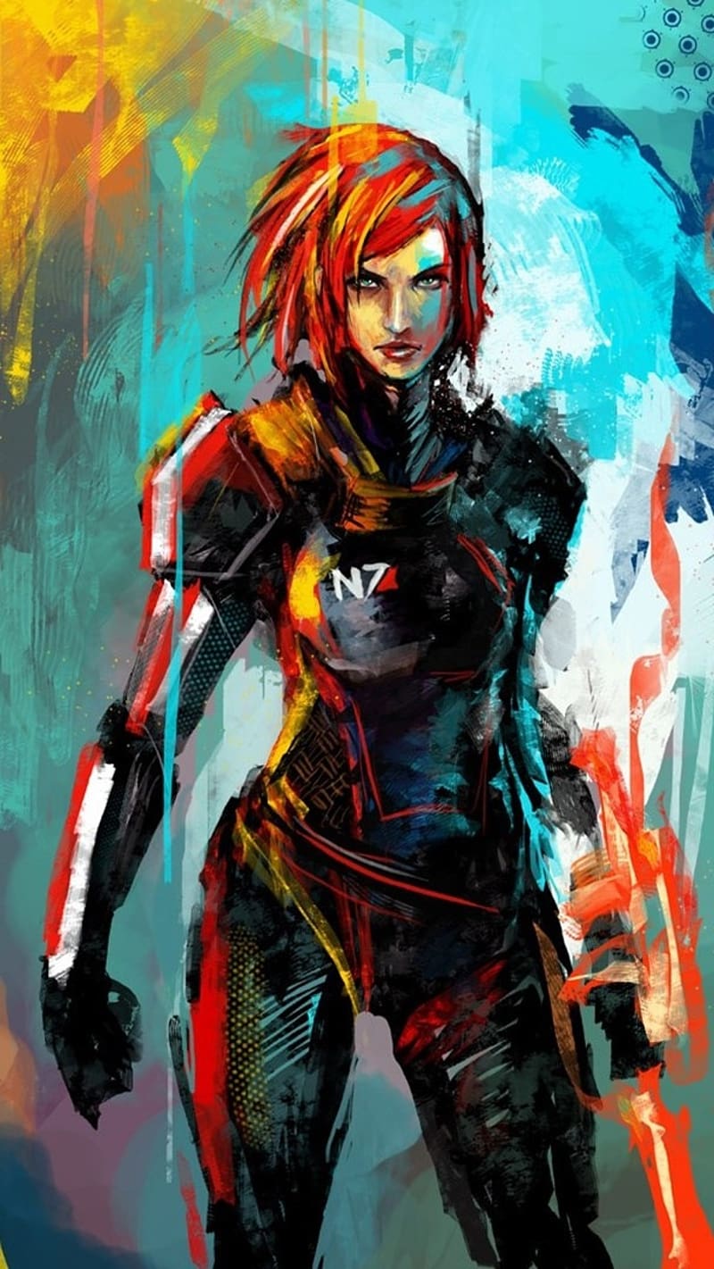 Mass Effect Live, Femshep, painting art, art work, fiction game, HD phone wallpaper