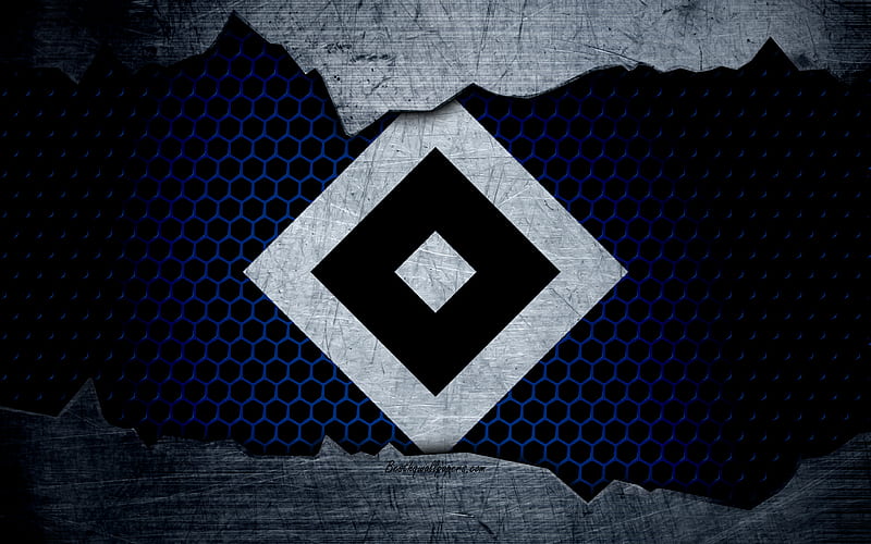 Hamburg logo, HSV, Bundesliga, Hamburger SV, metal texture, soccer