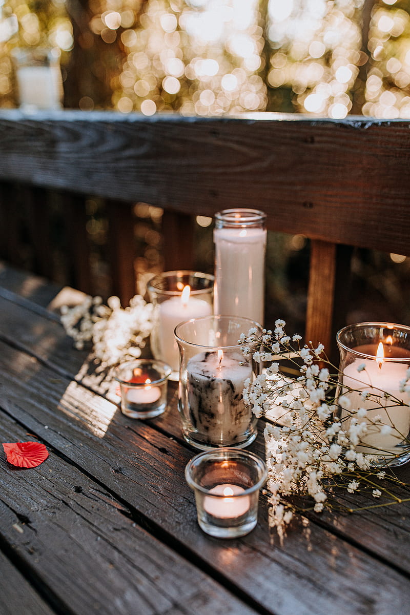 glasses, candles, flowers, table, HD phone wallpaper