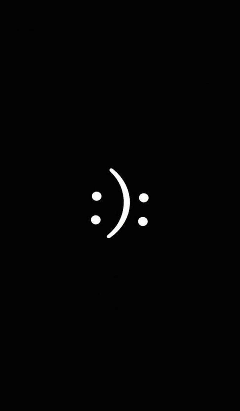 Black sad and happy, black , emoji, sad and happy, HD phone wallpaper