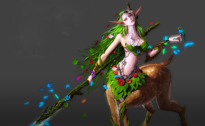 Female Centaur, girl, pretty, art, fantasy digital, woman, HD wallpaper