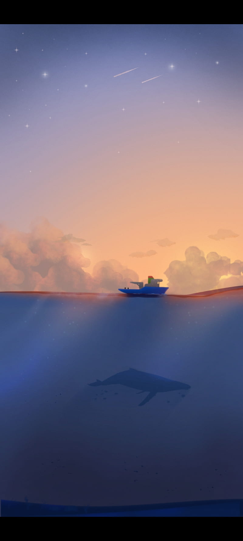 Fishing, background, boats, horizon, iphone , minimalist, ocean, scene, sinset, whales, HD phone wallpaper
