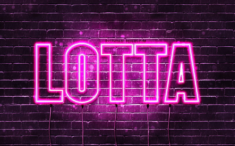 Lotta with names, female names, Lotta name, purple neon lights, Happy Birtay Lotta, popular german female names, with Lotta name, HD wallpaper