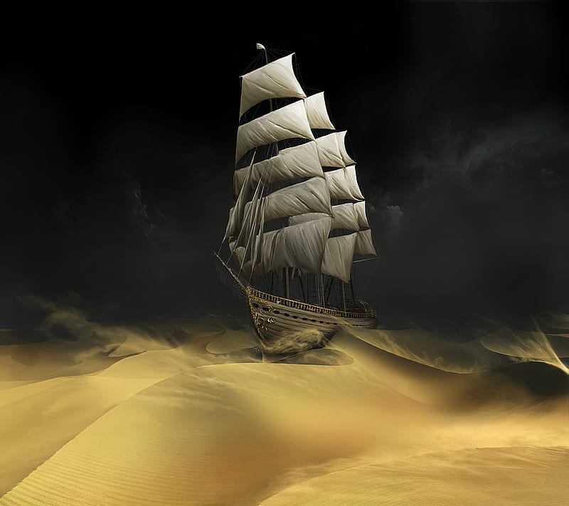 Sand Ship, sand, desert, HD wallpaper