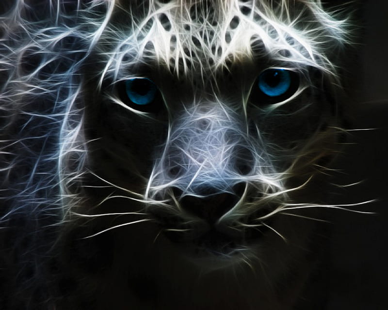 Great Cat, animal, cool, fractal, leopard, vector, HD wallpaper