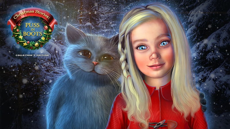 Christmas Stories 4 - Puss in Boots08, hidden object, cool, video games, puzzle, fun, HD wallpaper