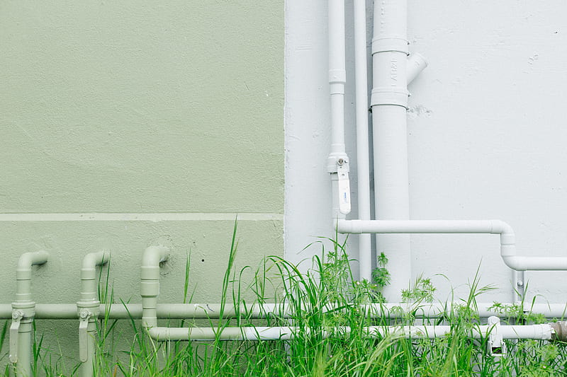 white metal water pipe near grass, HD wallpaper