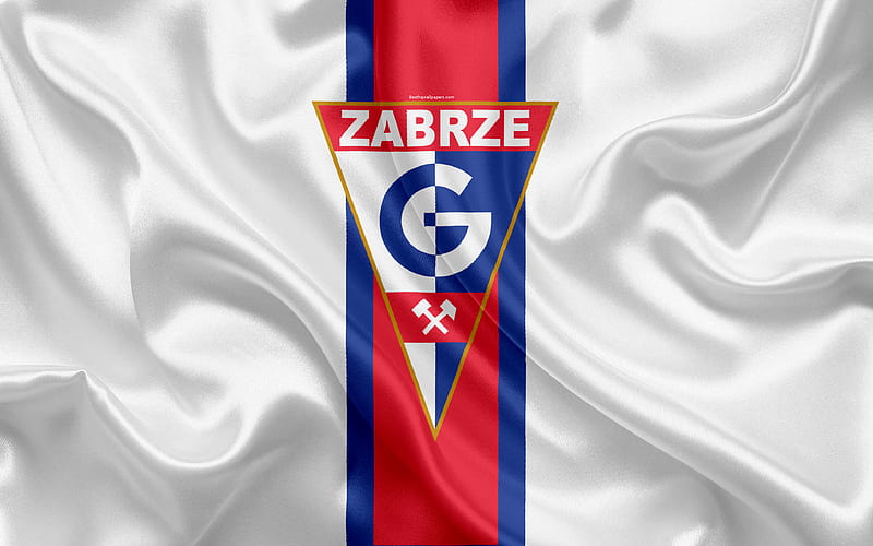 Gornik Zabrze FC Polish football club, Gornik logo, emblem, Ekstraklasa, Polish football championship, silk flag, Zabrze, Poland, HD wallpaper