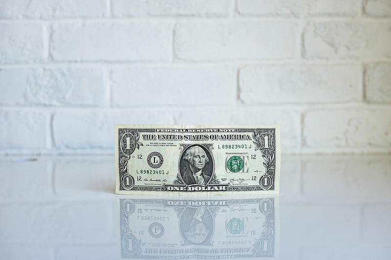 1 U.S. dollar banknote on white surface, HD wallpaper