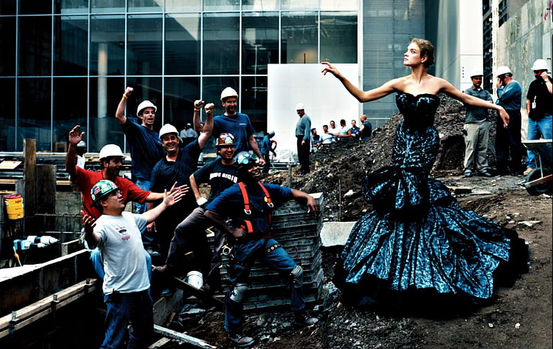 Natalia Vodianova, dress, model, creative, woman, situation, fantasy, girl, people, blue, HD wallpaper