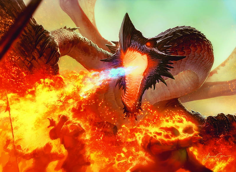 Fire Dragon, fire, dragon, flames, burning, HD wallpaper