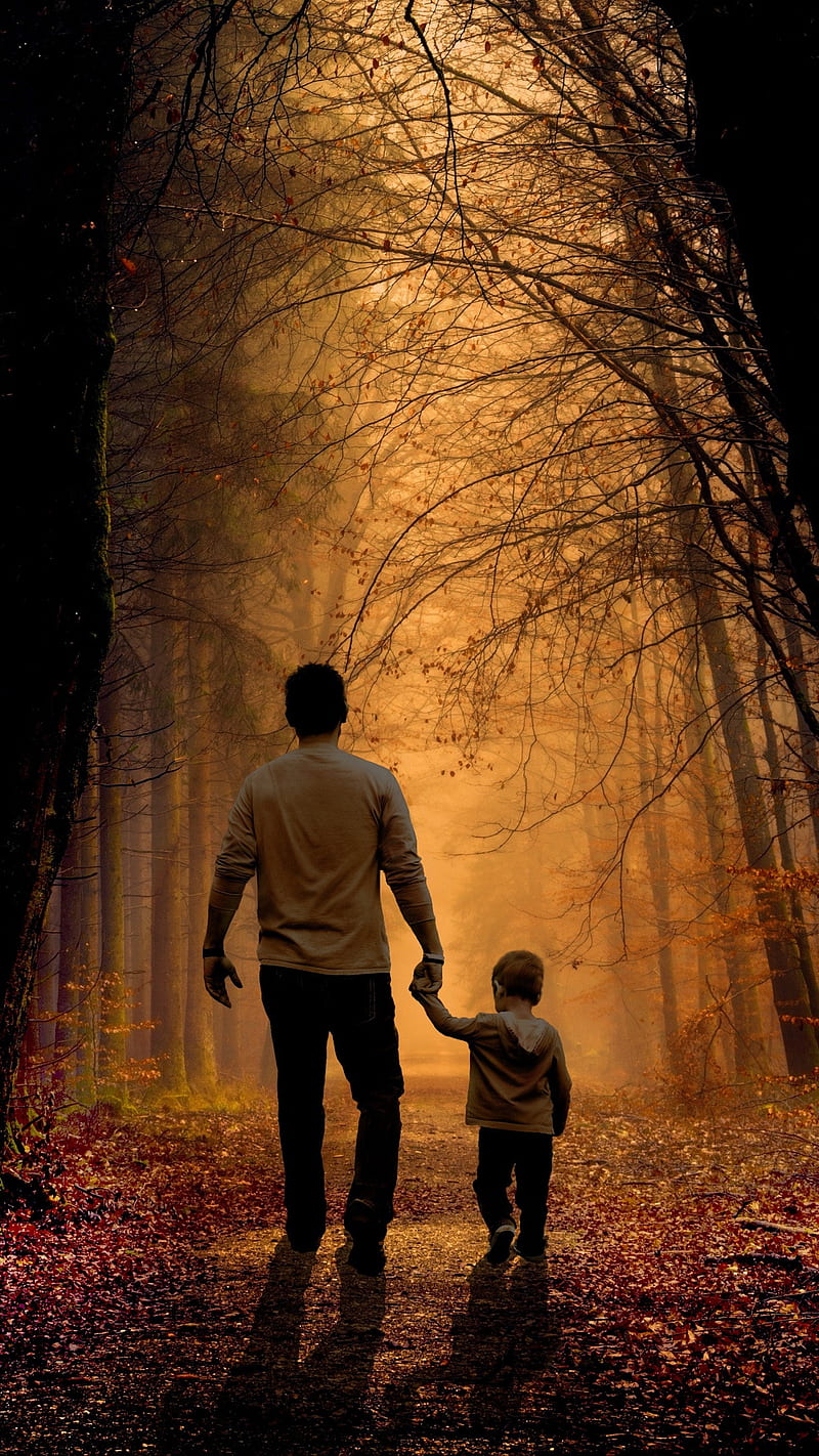 father and son walking in the jungle , dad, parenting, HD phone wallpaper