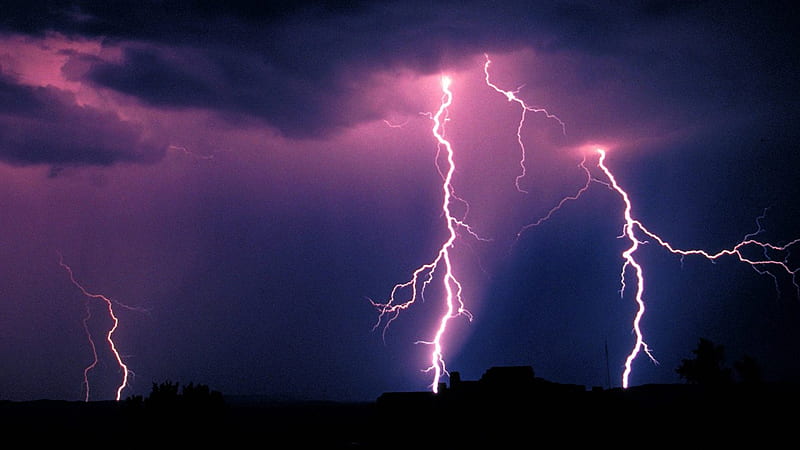 Lightning Storm, nighttime, storms, nature, lightning, HD wallpaper