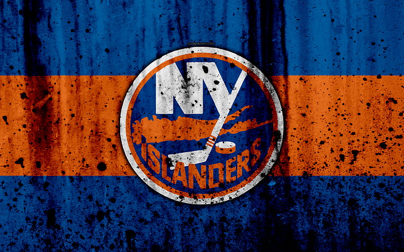 Download wallpapers New York Islanders, glitter logo, NHL, orange