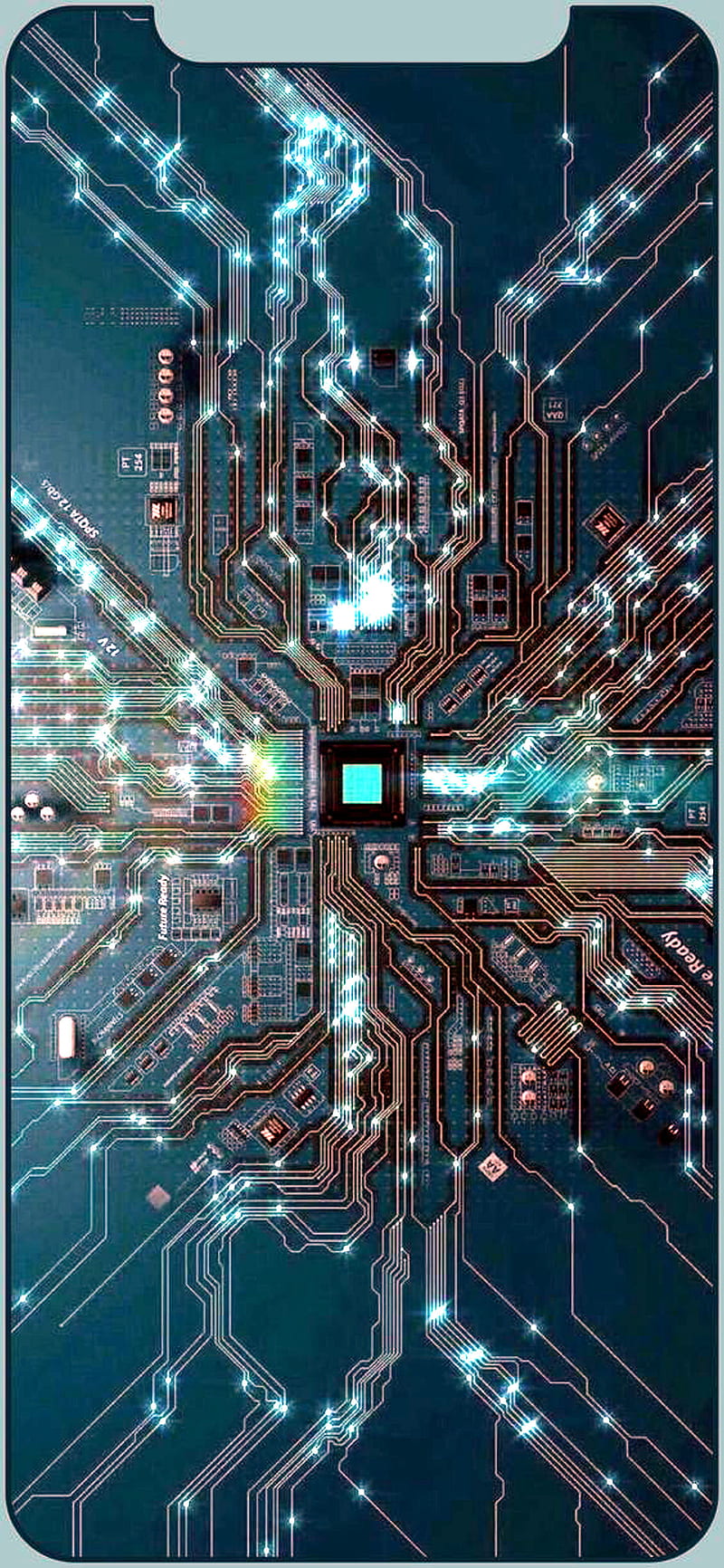 Futuristic Printed Circuit Board With Electronic Chip Components Wallpaper  3d Illustration Stock Photo  Download Image Now  iStock