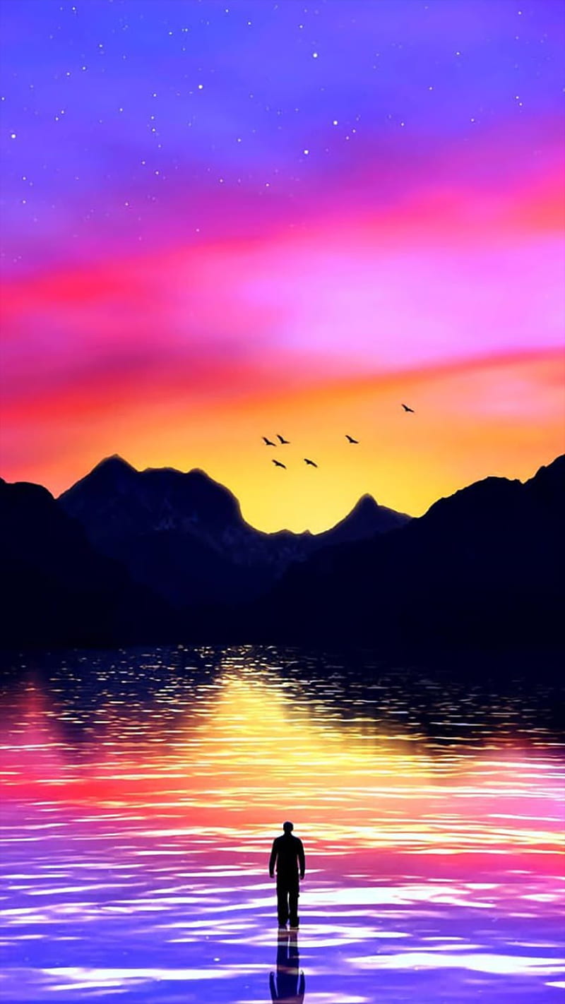 Sea view, lake, pond, river, rainbow, sunrise, man, brazil, HD phone wallpaper