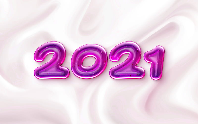 2021 New Year, purple jelly letters, Happy New Year 2021, silk texture, 2021 jelly background, 2021 concepts, HD wallpaper