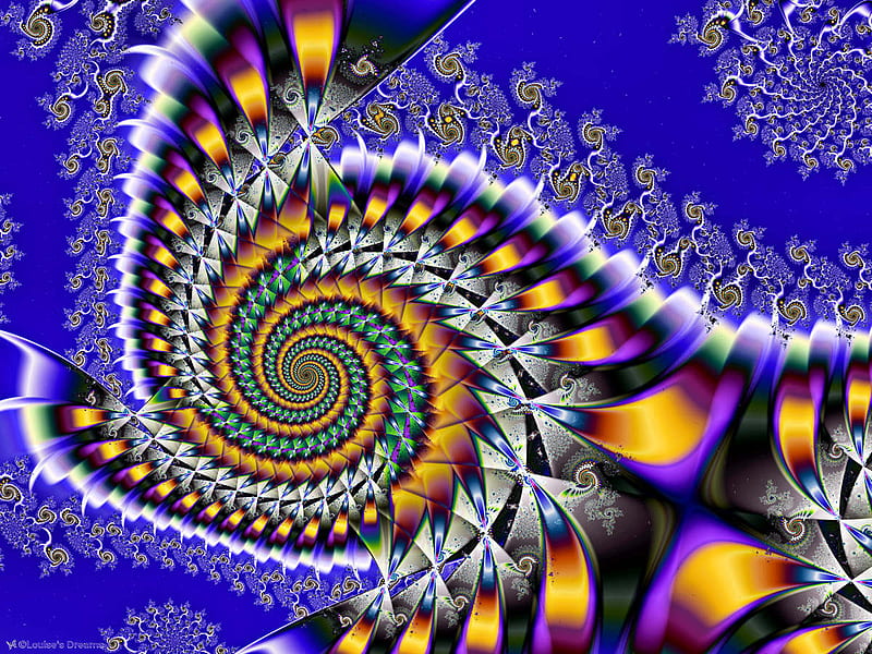 Fairy Steed, colors, swirl, blue background, fractal, HD wallpaper