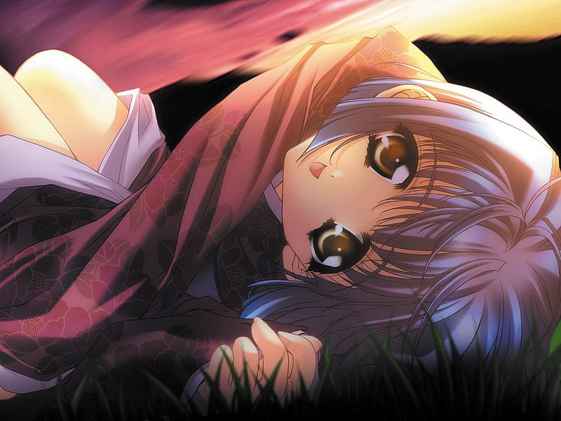 sleeping on grass is the best, grass, girl, anime, HD wallpaper sleeping on grass is the best, grass, girl, anime, HD wallpaper