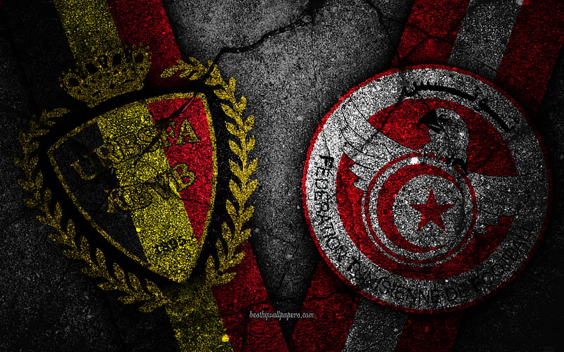 Belgium vs Tunisia FIFA World Cup 2018, Group G, logo, Russia 2018, Soccer World Cup, Belgium football team, Tunisia football team, black stone, asphalt texture, HD wallpaper