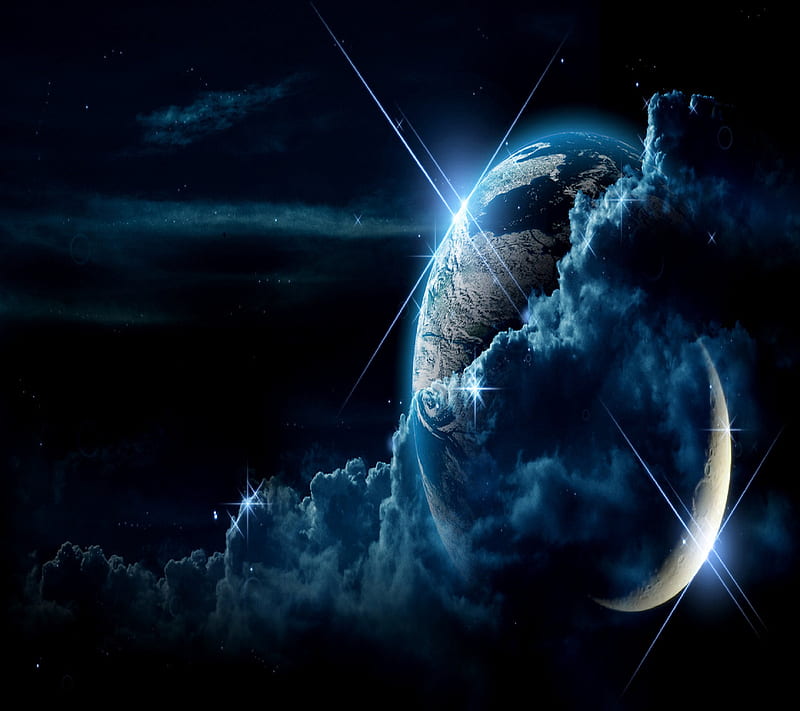 Earth and Moon, dark, HD wallpaper | Peakpx