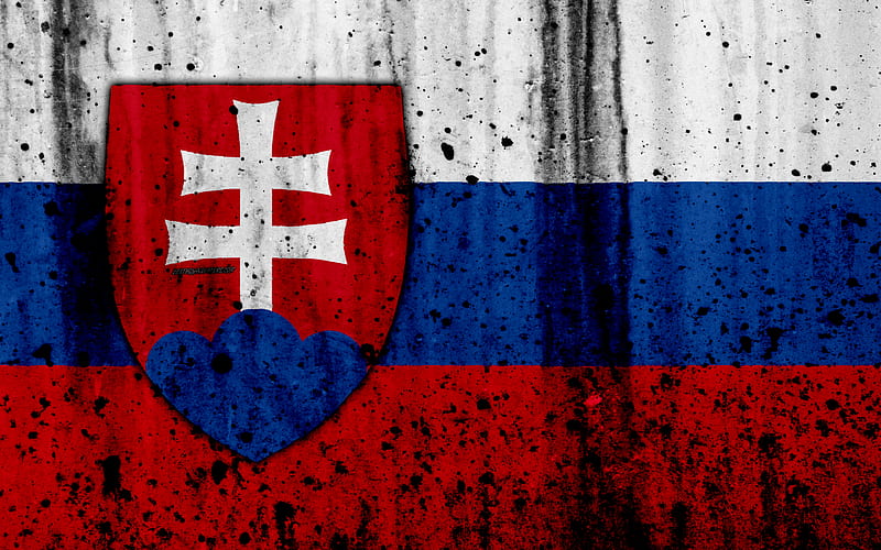 Slovak flag grunge, flag of Slovakia, Europe, national symbols, Slovakia, coat of arms of Slovakia, Slovak Emblem, HD wallpaper